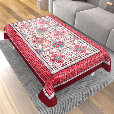 CASA FURNISHING Polyester 4 Seater Floral Table Cover(Maroon, White)
