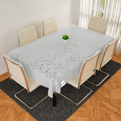 HOMESTIC Self Design 6 Seater Table Cover(White, Polyester)