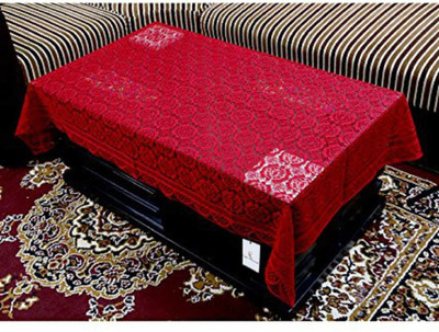 KUBER INDUSTRIES Printed 4 Seater Table Cover(Maroon, Cotton)