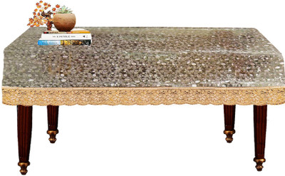 KUBER INDUSTRIES Self Design 4 Seater Table Cover(Golden, PVC)