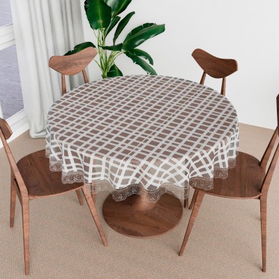 KUBER INDUSTRIES Checkered 4 Seater Table Cover(White, PVC)