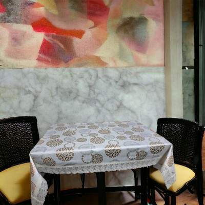 Mopak Decor Printed 4 Seater Table Cover(White, Polyester)
