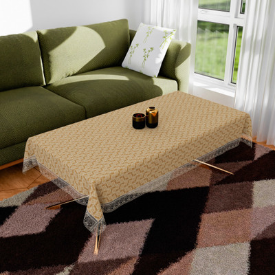KUBER INDUSTRIES Self Design 4 Seater Table Cover(Golden, PVC)