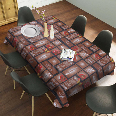 CoverMates Printed 6 Seater Table Cover(Brown, Polyester)