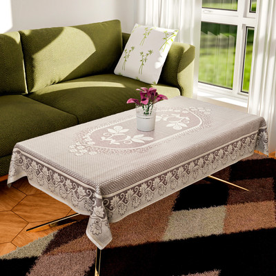 KUBER INDUSTRIES Floral 4 Seater Table Cover(Maroon, Cotton)