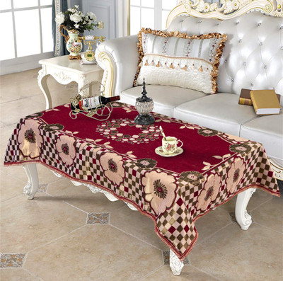 Crosmo Cotton 4 Seater Printed Table Cover(Maroon)