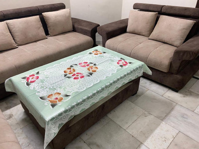 EASTTARDOMM Cotton 4 Seater Floral Table Cover(Light Green (Net Cloth))