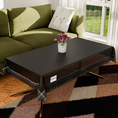 HOMESTIC Self Design 4 Seater Table Cover(Black Transparent, PVC)