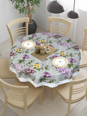 Dakshya Industries Printed 4 Seater Table Cover(Grey, PVC)