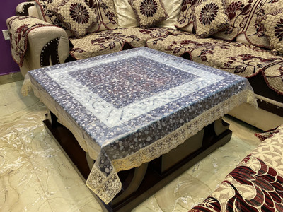 Jainco Decor Self Design 4 Seater Table Cover(Gold, PVC, Plastic)