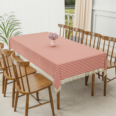KUBER INDUSTRIES Cotton 6 Seater Self Design Table Cover(Yellow, Maroon)