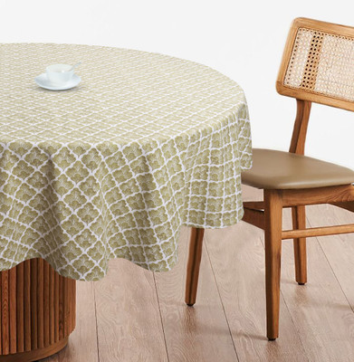 The TwoThreads Cotton 2 Seater Floral Table Cover(Yellow)