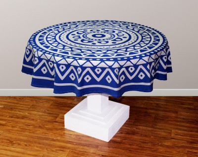 OASIS Printed 4 Seater Table Cover(Blue, White, Cotton)