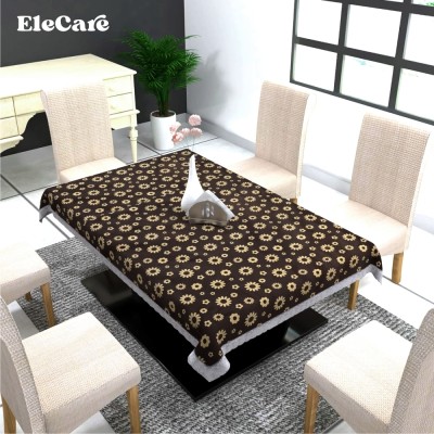 EleCare Printed 4 Seater Table Cover(Brown Flower Printed, PVC, Plastic)