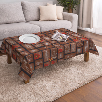 CoverMates Printed 4 Seater Table Cover(Brown, Polyester)