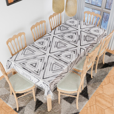KUBER INDUSTRIES Geometric 8 Seater Table Cover(Gray, PVC)