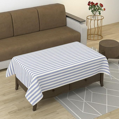 OPTICA WEAVES Cotton 4 Seater Striped Table Cover(Grey)