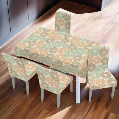 UMAI Abstract 4 Seater Table Cover(Multicolor, Polyester, Pack of 5)