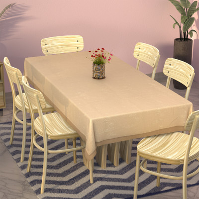 KUBER INDUSTRIES Self Design 6 Seater Table Cover(Fawn, Cotton)