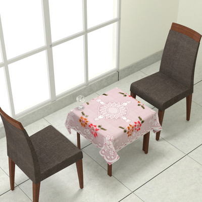 Bigger fish Floral 2 Seater Table Cover(Pink, Cotton)