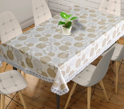 CASA FURNISHING Floral 6 Seater Table Cover(White, Gold, PVC)