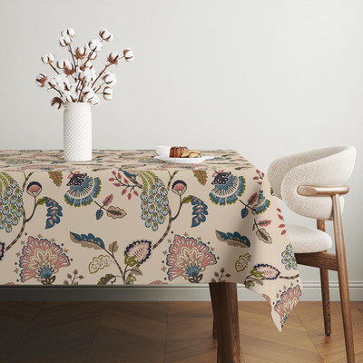 Amrange Floral 6 Seater Table Cover(Multicolor, Polyester)