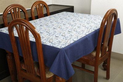 Dekor World Cotton 4 Seater Printed Table Cover(Blue)