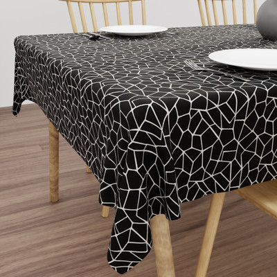 EleCare Printed 4 Seater Table Cover(Black, PVC, Plastic)