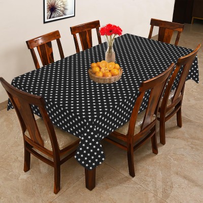 OASIS Printed 6 Seater Table Cover(Black, Cotton)