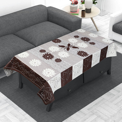 WiseHome Cotton 4 Seater Self Design Table Cover(Brown)