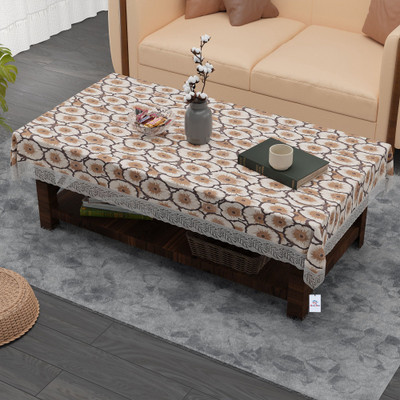 Heart Home Floral 4 Seater Table Cover(Yellow, Brown, PVC)
