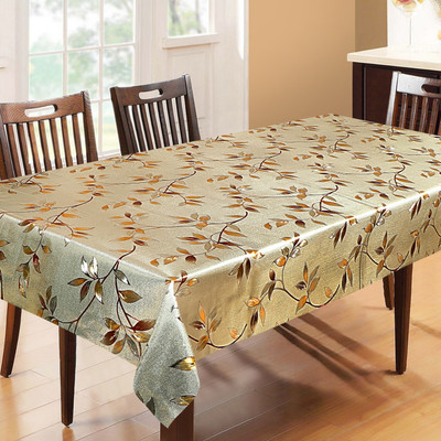 Dakshya Industries PVC 6 Seater Floral Table Cover(Gold)