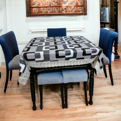 Mopak Decor Printed 6 Seater Table Cover(White, Polyester)