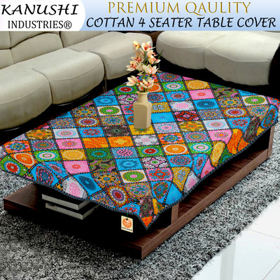 Kanushi Industries Polyester, Cotton 4 Seater Printed Table Cover(Multicolor)