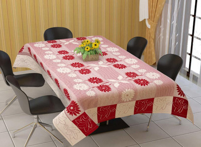 Groki Self Design 6 Seater Table Cover(Maroon, Cotton)