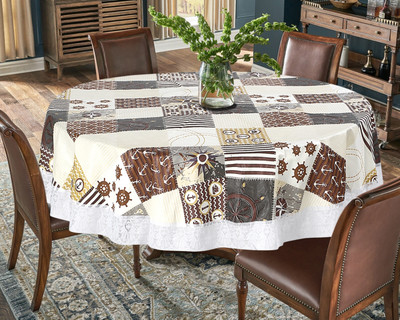 The Furnishing Tree Self Design 8 Seater Table Cover(Grey, PVC)