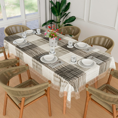 KUBER INDUSTRIES Self Design 6 Seater Table Cover(Grey, PVC)