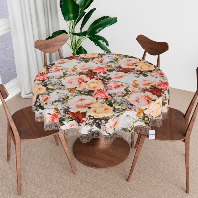 HOMESTIC Floral 4 Seater Table Cover(White, PVC)