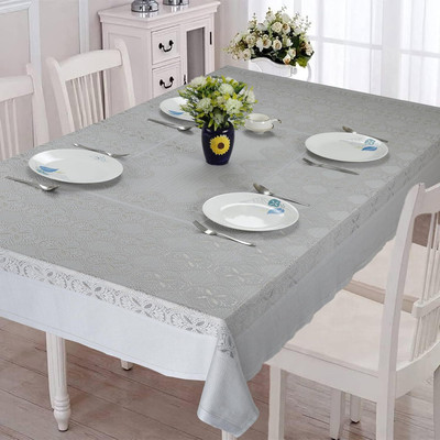 homerz Cotton 6 Seater Floral Table Cover(Grey Melange)