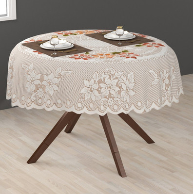 EASTTARDOMM Floral 6 Seater Table Cover(Beige, Cotton)