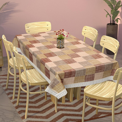 Dakshya Industries Printed 6 Seater Table Cover(Beige, PVC)