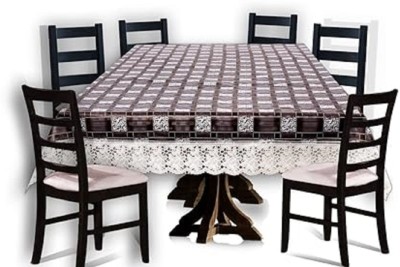 ZITIN Checkered, Geometric 6 Seater Table Cover(Grey, PVC)