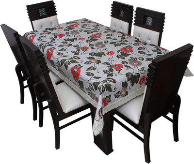 BHARAT RETAIL INC PVC 4 Seater Printed Table Cover(Grey)