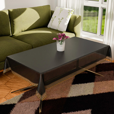 KUBER INDUSTRIES Geometric 4 Seater Table Cover(Black Transparent, PVC)