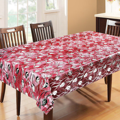 Dakshya Industries Printed 6 Seater Table Cover(Red, PVC)