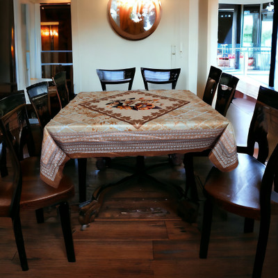 Mopak Decor Printed 4 Seater Table Cover(Brown, Polyester)