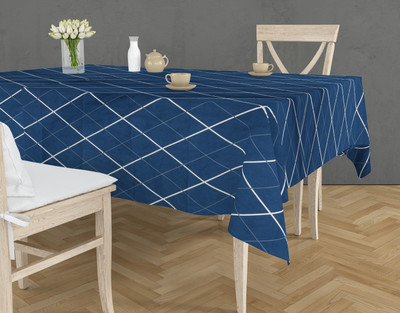 Flipkart SmartBuy Cotton 6 Seater Printed Table Cover(Dark Blue,White)