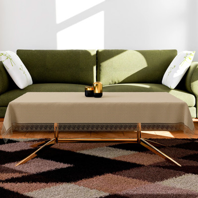 KUBER INDUSTRIES Self Design 4 Seater Table Cover(Golden, PVC)
