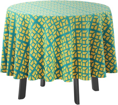 Vargottam Printed 4 Seater Table Cover(Teal Blue & Yellow, Polyester)