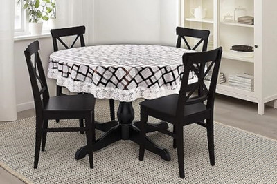 ZITIN Checkered, Geometric 4 Seater Table Cover(Grey, PVC, Polyester)